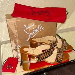 CHRISTIAN LOUBOUTIN 41 Tina Goes Mad 55 - Brown/Tan Sandal Heels